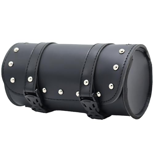 Motorcycle Fork Tool Bag - PU Leather Waterproof Universal Storage Pouch, Front Fork Handlebar Sissybar Mountable, Motorcycle Tool Bag for Tools & Accessories Compatible with Sportster, Scooter