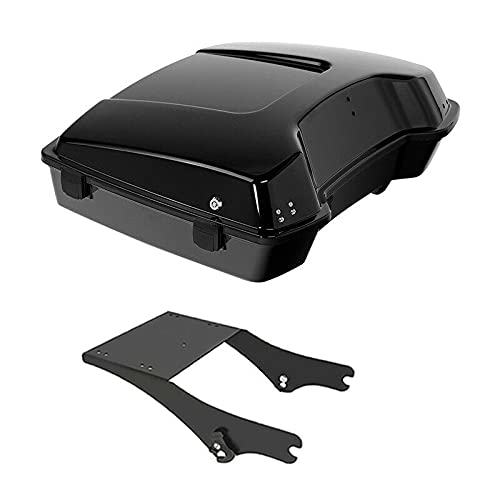 TCMT 5.5" Razor Motorcycle Trunk Mount Rack Fit For Harley Touring 1997-2008 Touring Road King Electra Glide Road Glide Pack - color: Black Lacthes Trunk, size: Set A Black Rack