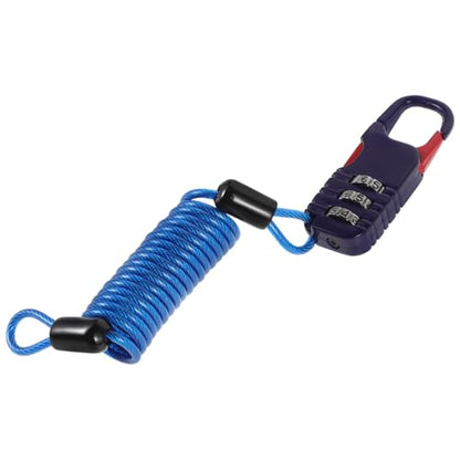 GARVALON Motorcycle Helmet Cable Lock Anti-Theft Resettable Combination Steel Wire Lock with Soft Coating for Electric Scooter Bike Basket Protection Light Blue