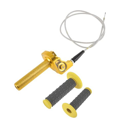22mm Throttle Grip with 120Cm White Throttle Cable 1 Pair of Convex Yellow Handle Sleeves Plastic Aluminum Alloy Motorcycle Throttle Grip Gold Tone - color: Gold Tone