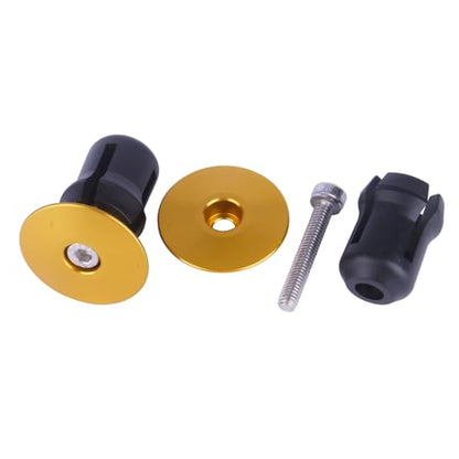 2 Pcs Aluminum Bike Handlebar End Plugs for Road Mountain Bike Handlebar Caps (Gold) - color: Gold