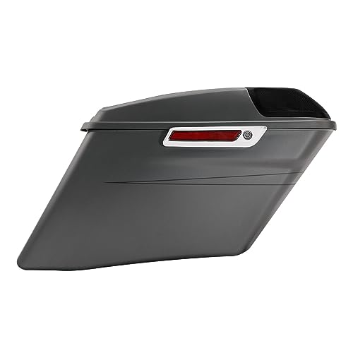 HR3 Charcoal Denim 4" Stretched Hard Saddlebags w/Speaker Lids Compatible with 2017 Street Glide Special FLHXS (Replace for OEM) - color: Charcoal Denim