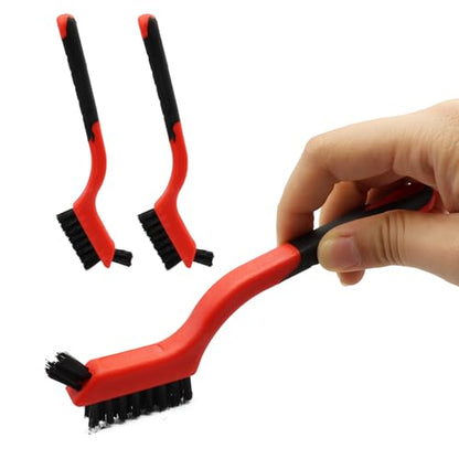 3PCS Nylon Cleaning Brush Set,Durable Wire Brush,Curved Handle Brush for Cleaning Rust Removal in Holes DIY Enthusiasts - style: Red-Nylon