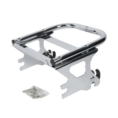 TCMT King Motorcycle Trunk Box Backrest Pad Top Rack Mounting Rack Fit For Harley Touring 1997-2008 Electra Glide Road Glide Street Glide Pack - color: With Speaker Holes: Style D Chrome Rack
