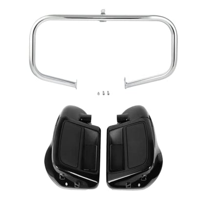 TCMT Highway Engine Guard Crash Bar Lower Vented Leg Fairing with 6.5" Speaker Pod Fit For Harley Touring 2014-2024 Road King Road Glide Street Glide Electra Glide - color: Chrome Crash Bar, Standard Leg, size: Style C Lower Vented Leg