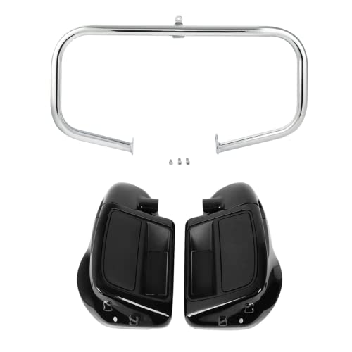 TCMT Highway Engine Guard Crash Bar Lower Vented Leg Fairing with 6.5" Speaker Pod Fit For Harley Touring 2014-2024 Road King Road Glide Street Glide Electra Glide - color: Chrome Crash Bar, Standard Leg, size: Style C Lower Vented Leg