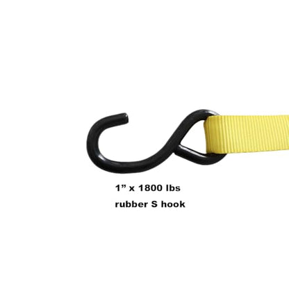 Ratchet Straps Tie Downs (4-Pack) - 1 Inch x 15 Feet (1,500lb Break Strength) for Moving, Trailer, Motorcycle Tie Down Straps Soft Loops