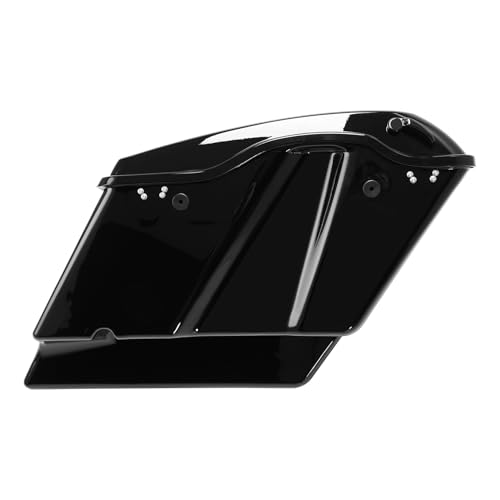 TCT-MOTORPARTS 5" Stretched Saddlebags w/LED Run Brake Turn Signal Lights Fit For Harley Touring 2014-2025 Road King Street Glide Electra Glide - color: Stretched Vivid Black w/Light #1