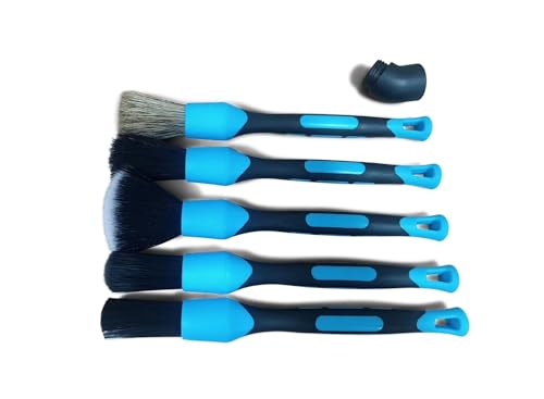 Preimum Car Detailing Brush Set - 5 Pack Auto Detail Kit for Automotive, Soft to Firm Brushes for Cleaning and Polishing for Interior, Exterior, Dashboard, Wheel Rims, Air Vent, Seat, car wash (BLUE) - color: BLUE
