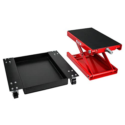 Extreme Max 5001.5059 Wide Motorcycle Scissor Jack with Dolly - 1100 lbs.