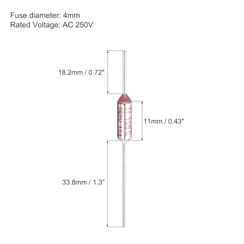 MECCANIXITY 10 Pcs Metal Temperature Thermal Fuse SF105 105C 221F 10A 250V Cutoff Thermal Fuse with 20 Pcs BN1.25 Bare Terminal Butt Connector - style: SF105