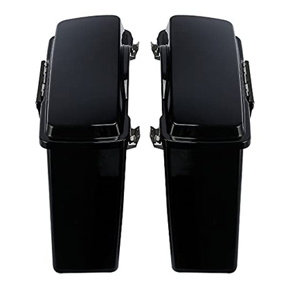 TCMT Hard Saddle bags Saddlebag Trunk W/Latch Keys Fits For Harley Touring Road King Road Street Glide Ultra Classic FLHT FLHR FLHX 1994-2013 - color: Vivid Black Black Latches#B