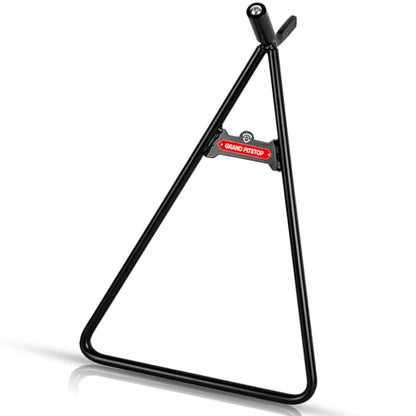 GRAND PITSTOP Heavy Duty Motorcycle Triangle Stand - Universal Paddock Stand for 80-500cc Dirt Bike Supermoto Motocross - Fits 18mm 14.5mm 11mm Axles - Steel Maintenance Lift