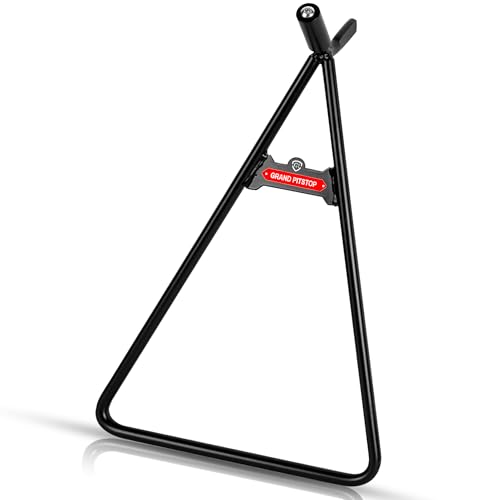 GRAND PITSTOP Heavy Duty Motorcycle Triangle Stand - Universal Paddock Stand for 80-500cc Dirt Bike Supermoto Motocross - Fits 18mm 14.5mm 11mm Axles - Steel Maintenance Lift