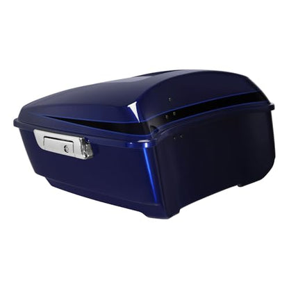 TCMT King Motorcycle Trunk Fit for Harley Touring 2014-2025 CVO Road King Road Glide Street Glide Electra Glide Ultra Limited Pack Blue/Black Sunglo - color: Blue/Black Sunglo(No Speaker Holes)