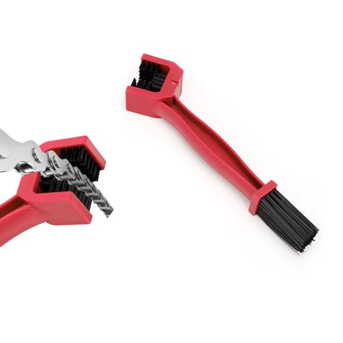 1 Bicycle or Motorcycle Chain Cleaning Brush, Motorcycle Chain Gear Grime Cleaning Brush, Universal Bicycle Chain Cleaning Tool Suitable for Mountain Bikes and Heavy Motorcycles (Red) - color: Red
