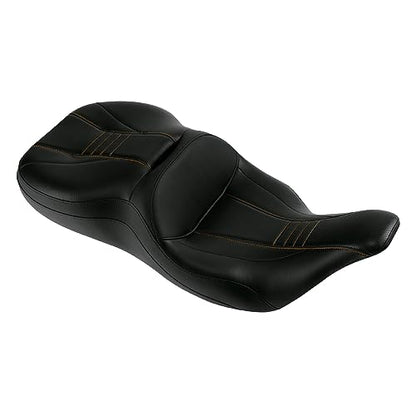 SLMOTO Motorcycle Driver Passenger Seat For Harley Touring Road King Street Glide Road Glide Electra Glide 1997-2007 Black Orange - style: Black and Orange
