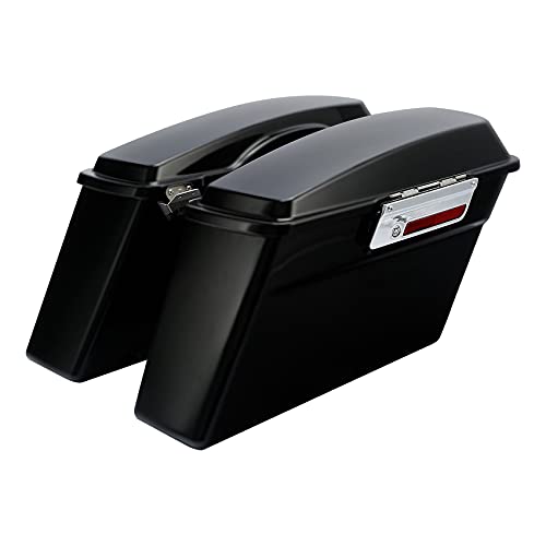 SLMOTO Glossy Hard Saddle Bags Bag W/Conversion Brackets For Harley-Davidson Fatboy FLSTF Softail Deluxe FLSTN 1986-2013 - color: Matte Black + Black Conversion Bracket