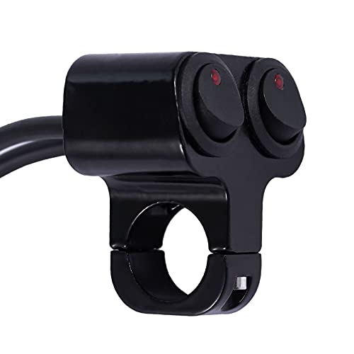 Stylemafia Waterproof Motorcycle ATV 7/8″ Light Bar Switch，Handlebar Double Control Kill Button Switch，Headlight Spotlights Hazard Brake Fog Light ON Off Switches 12v 16A (Black) - color: black, size: Double head B