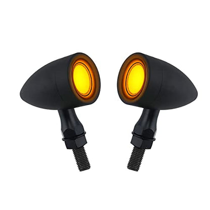 Motorcycle Turn Signals Led Tail Lights 2 Pack, Retro 40 Leds Amber Red Brake Light Rear Indicator Blinkers Universal Fits Harley Davidson Honda Kawasaki Suzuki Triumph Yamaha (Matte Black) - color: 2052-2PCS-REAR-BK