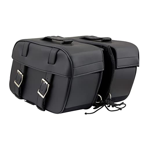 Milwaukee Leather PVC 2-Strap Throw-Over Easy Zip off and off Motorcycle Saddlebags - Medium - color: SH57701ZB-BLACK, size: Medium