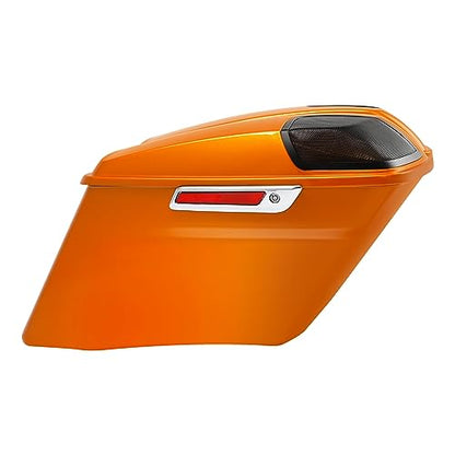 HR3 Amber Whiskey 4" Stretched Hard Saddlebags w/Speaker Lids Compatible with 2014 Street Glide FLHX 2016 Road Glide FLTRX (Replace for OEM) - color: Amber Whiskey