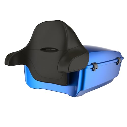 Advanblack 2024 Road Glide Blue Burst King Tour Trunk Pack Vechicle Bag Compatible with Motorcycle Harley Touring CVO Road Glide, Street Glide, 2023.5 2024 2025 Mounting Rack, Full Backrest & Liners - color: Blue Burst