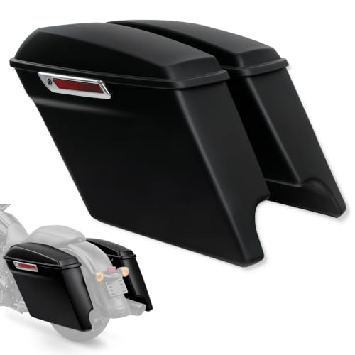 XFMT Motorcycle Saddlebags 5" Stretched Hard Saddle Bags Extended Saddlebags W/Chrome Latches For Harley Touring Road King Street Glide Road Glide Electra Glide 2014-2024, Matte Black - color: 5" Stretched-Matte Black