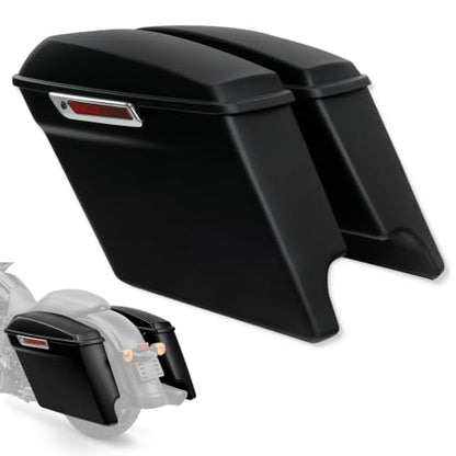 XFMT Motorcycle Saddlebags 5" Stretched Hard Saddle Bags Extended Saddlebags W/Chrome Latches For Harley Touring Road King Street Glide Road Glide Electra Glide 2014-2024, Matte Black - color: 5" Stretched-Matte Black