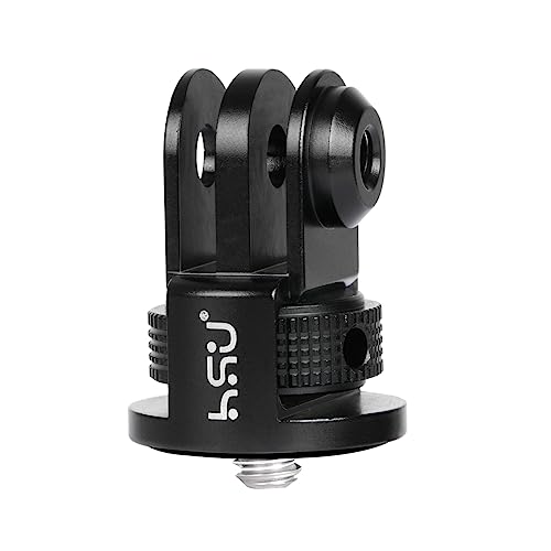 HSU Aluminum Tripod Mount Adapter, 1/4" 20 Mount for GoPro Hero 13/12/11/10/9/8/7 Insta360 X3/X2/X/RS/R and Other Cameras (Black)
