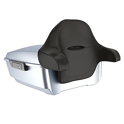 Advanblack King Tour Trunk Pack, Black Mount Bracket & Top Luggage Rack Fit for 2009-Later Harley Touring, Road Glide, Street Glide Special, Road King, Electra Glide (Barracuda Silver Denim) - color: Barracuda Silver Denim