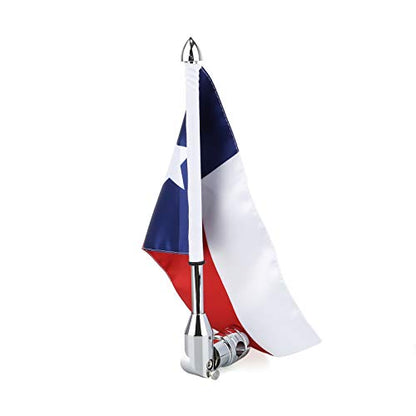 GUAIMI Motorcycle Folding Flag Mounts Adjustable Flag Pole with Texas State Flag - color: Chrome