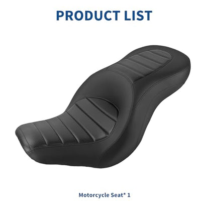 One-Piece Driver Passenger Seat Motorcycle 2-Up Seat Compatible with Harley Sport Glide FLSB Low Rider FXLR FXLRS FXLRST 2018-Later (Black Stripe Stitching) - style: Black Stripe Stitching