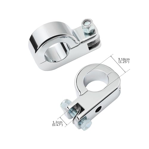 TCMT Chrome Foot Pegs Foot rest Mounting P-Clamp Footpeg Footrest Set Fits For Harley-Davidson 1 1/4"(32mm) highway bars - color: Chrome, size: P-Clamp Mounts