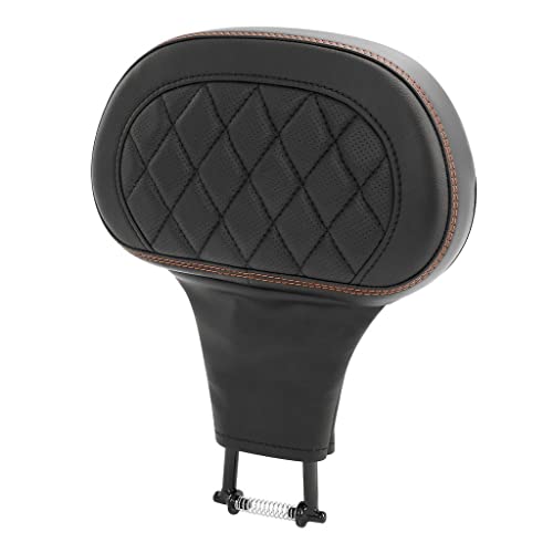 C.C. RIDER Driver Rider Backrest - Pad Diamond 2-Up One-Piece Sissy Bar fit for Harley Touring Road King FLHR Street Glide FLHX Road Glide FLTRX 2009-2023 - color: 04# Brown Rider Backrest