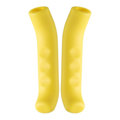 HARFINGTON 1 Pair Bike Brake Lever Cover Silicone Anti-Slip Yellow | Brake Lever Grip Protector Handle Protection Covers Sleeve for Mountain Road Bike Cycling - color: Yellow