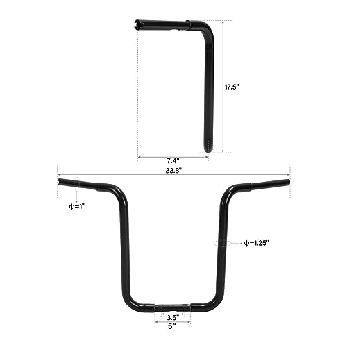 Green-L 1 1/4" Ape Hanger 18" Rise Handlebars Fit for Harley Sportster XL883 XL1200 Softail FLST FXST Custom Motorcycle 1.25" Handle Bar - size: 18" Rise, style: Style B Black