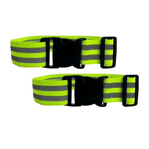 2 Pack Reflective Running Belt, High Visibility PT Gear for Men Women Kids, Adjustable Safety Gear for Night Walking - color: Green
