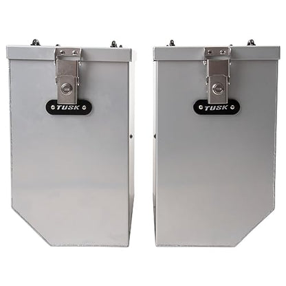TUSK Aluminum Panniers with Pannier Racks V2 Medium Silver Compatible with Honda CRF300L/ABS 2021-2025/CRF300L/ABS Rally 2021-2025/CRF300LS 2023-2025