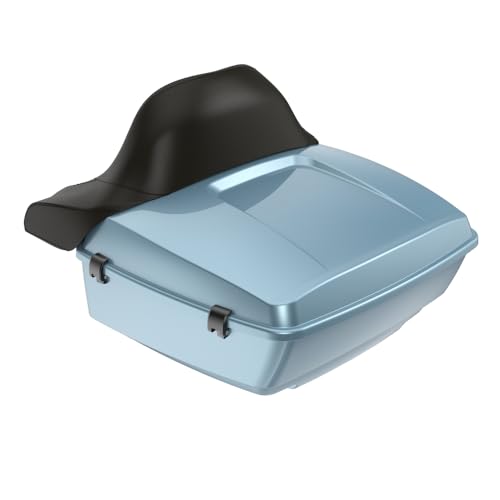 Advanblack 2024 Road Glide Sharkskin Blue King Tour Trunk Pack Compatible with Harley Touring CVO Road Glide, Street Glide, 2023.5 2024 2025 Detachable Mounting Rack, Full Backrest & Trunk Liners - color: Sharkskin Blue