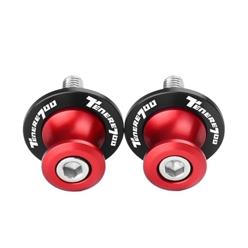 Swing Screw Sliders Spools for TENERE 700 Tenere T7 Rally 2020 2021 2022 2023 2024 2025 Motorcycle Accessories CNC Swingarm Spools Slider Screw Stand 6MM - color: Red