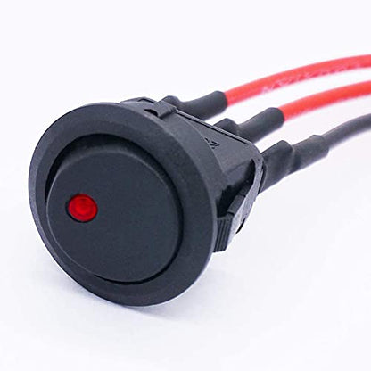 Twidec/8Pcs SPST Round Dot Lighted Rocker Switch Toggle Control for Car Or Boat 20A 12V DC On/Off 4 Colors LED Light with Pre-soldered Wires KCD2-102N-4C-X - color: multicoloured LED-Round