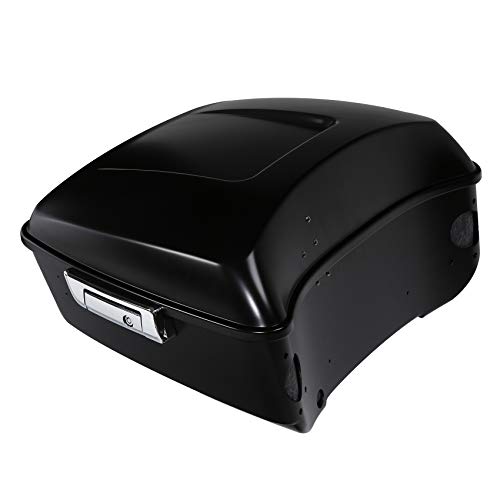 TCMT Black Denim 13.7" King Trunk W/Latch Key with Speaker Cut Outs Fit For Harley Trunk Touring CVO Road King Road Glide Street Glide Electra Glide Ultra Limited 2014-2025 - color: Black Denim(W Speaker Holes)