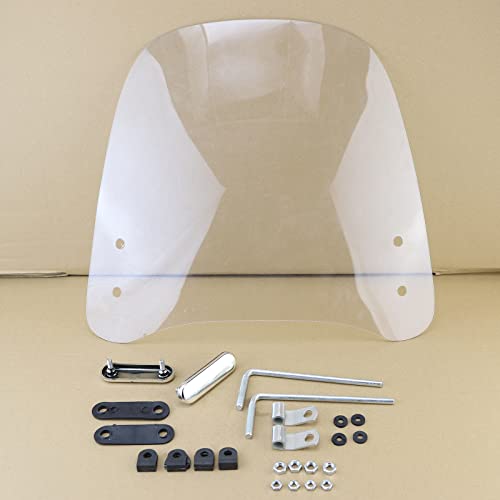 Mokuo Univeral Motorcycle Windscreen 17.2" x 16.5" Large Size Wind Splitter Wind Deflector Windshields Fit for Honda PCX150 Yamaha Zuma Scooter Chinese Mopeds