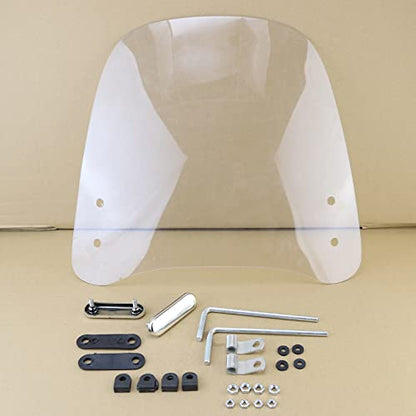 Mokuo Univeral Motorcycle Windscreen 17.2" x 16.5" Large Size Wind Splitter Wind Deflector Windshields Fit for Honda PCX150 Yamaha Zuma Scooter Chinese Mopeds