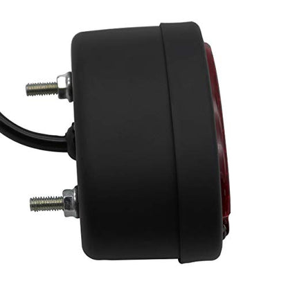 FATECIM Motorcycle Custom Oval-shaped LED Tail Light Cat Eye Rear Running Light Brake Light Stop Light Red Lens Integrated License Plate Lamp Universal Fit for Motorcycle/Cruisers/Bikes(Black) - color: 3035-Black