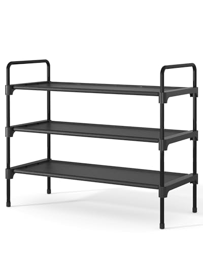 Kitsure Shoe Rack for Closet, Sturdy Shoe Storage for Entryway, Space-Saving Shoe Rack Small and Shoe Shelf, 27.6" Wide, Black - color: Black, size: 27.6" Wide - 3 Tier