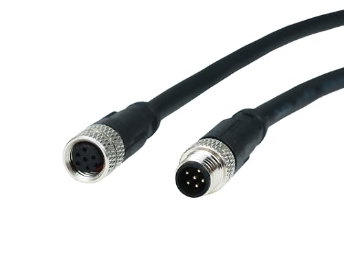 M8 6-Pin Male to Female Connector Cable, A-Coded Straight Circular Industrial Molded Cable, IP67 Waterproof Unshielded PVC Wire, 30V 3A AC/DC, AWG24 - size: 3m, style: 6pin