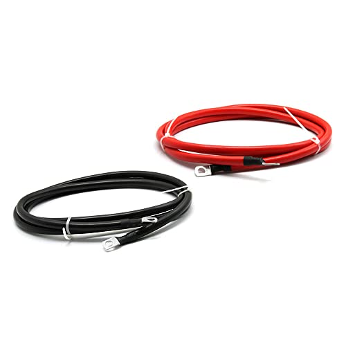 2 AWG Battery Cable 2 Gauge Battery Inverter Cables with 3/8 in Lugs Both Ends Power Inverter Wire Set for Automotive Solar Marine Boat RV Car Motorcycle Red and Black (7FT) - size: 7 ft