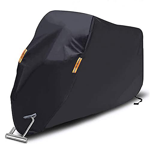 SEAZEN Motorcycle Cover Waterproof/Dustproof/Snowproof/UV Protection Motorcycle Covers 5 Layer Breathable Fabric with Lock-Holes fit for Most Types (Motorcycle-L UP to 96") - size: Motorcycle-L UP To 96"